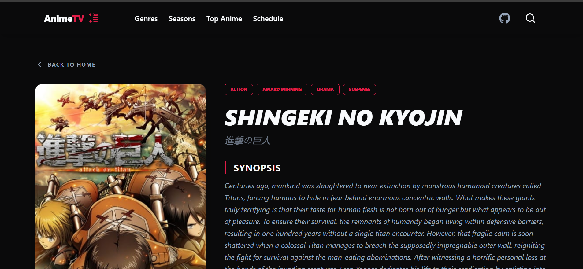 Anime TV: MyAnimeList Clone preview